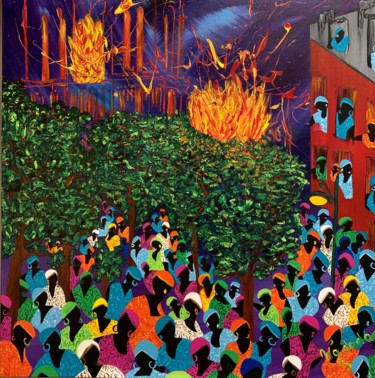 Peinture intitulée "Paris brûle t'il ?" par Nadodo, Œuvre d'art originale, Acrylique Monté sur Châssis en bois