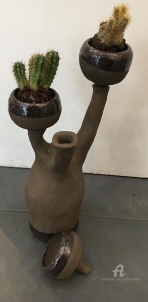 Sculptuur getiteld "Arbre germoir4" door Moune Céramique, Origineel Kunstwerk, Klei