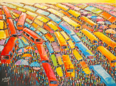 「Oshodi Market Tales」というタイトルの絵画 Olaoluwa Smithによって, オリジナルのアートワーク, アクリル