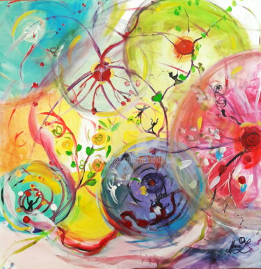 "Connexions" Schilderij getiteld ""Connexions"" door Marie Laplace, Origineel Kunstwerk, Acryl Gemonteerd op Houten paneel