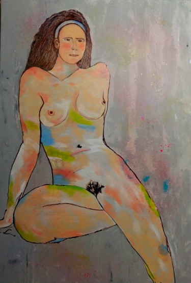 「Femme exposé」というタイトルの絵画 Patricia Mazzeoによって, オリジナルのアートワーク, アクリル