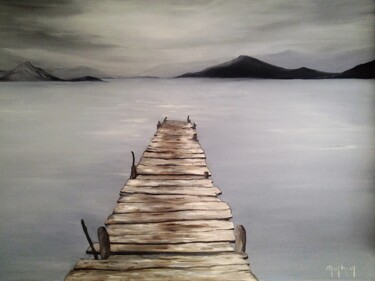 Peinture intitulée "Bois sur mer" par Serge Mathiot, Œuvre d'art originale, Huile