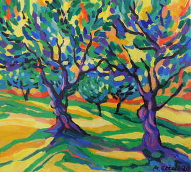 Painting titled "Olive grove Toccata" by Maja Grecic, Original Artwork, Acrylic