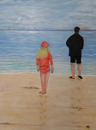 Sur la plage de Gatseau Painting titled "Sur la plage de Gat…" by Patricia Mazzeo, Original Artwork, Oil