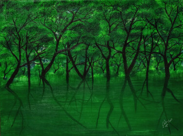 Beautiful Bangladesh- Ratargul Swamp Forest Painting titled "Beautiful Banglades…" by Mahfuzur Rahman, Original Artwork, Acrylic Mounted on Wood Stretcher frame