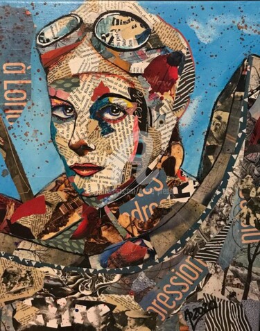 Collages intitulée "Dans les airs" par Annie Predal, Œuvre d'art originale, Collages