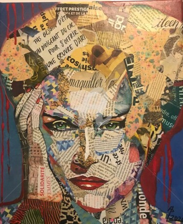 Collages intitulée "Mal à l’âme" par Annie Predal, Œuvre d'art originale, Collages