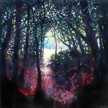Epiphany, a large forest path painting Painting titled "Epiphany, a large f…" by Gill Bustamante, Original Artwork, Oil