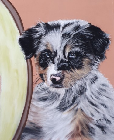 Peinture intitulée "Chiot Berger Austra…" par Anny Burtscher-Beaudoin, Œuvre d'art originale, Pastel
