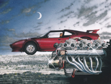 Painting titled "Classic Lambo" by Rikkihop, Original Artwork, Gouache