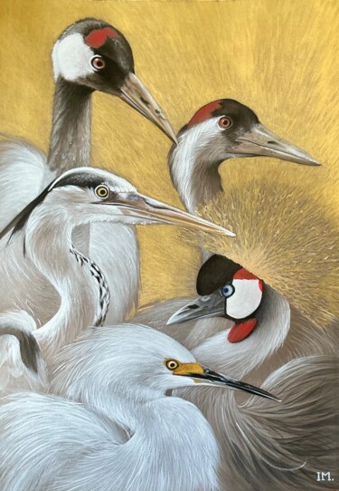Peinture intitulée "Echassiers 1" par Isabelle Molinard, Œuvre d'art originale, Acrylique