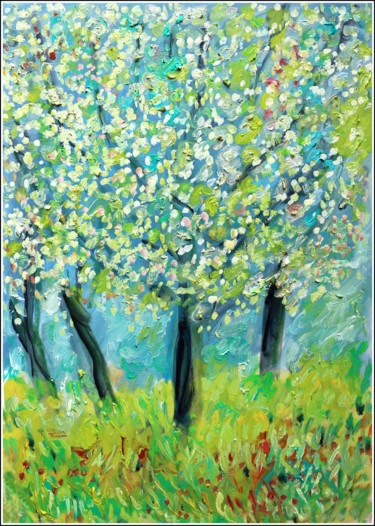Peinture intitulée "VERGER" par Jean Mirre, Œuvre d'art originale, Huile