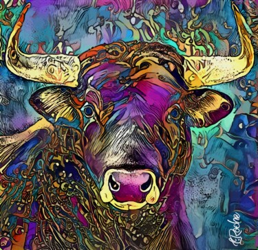 Torito guapo 2 - Bull - Mix media - 70x68 cm