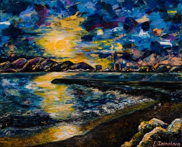 Acrylic Original Artwork "Crystal Sunset in Frejus" Peinture intitulée "Acrylic Original Ar…" par Elena Carlier, Œuvre d'art originale, Acrylique Monté sur Châssis en bois