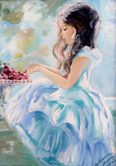 Little Lady with cherries Картина под названием "Little Lady with ch…" - Marta Senko (Dovganchin), Подлинное произведение искусства, Масло Установлен…