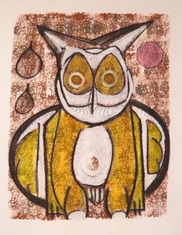 图画 标题为“Owl of the Castel” 由Marc Bulyss, 原创艺术品, 墨