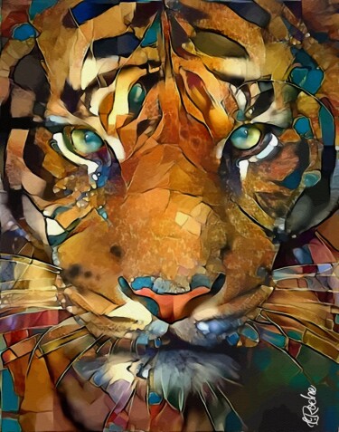 Sandro Jr - Tiger - Mix media - 70 x 55 cm