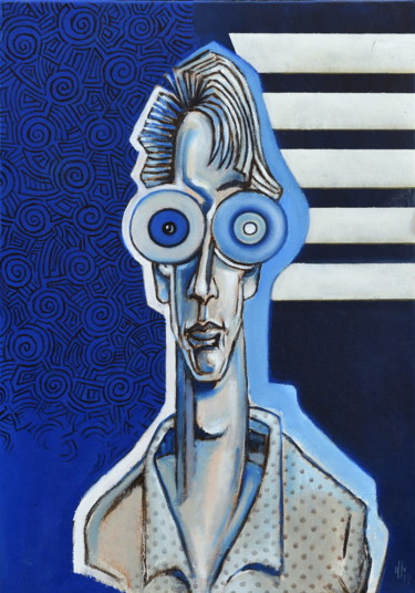 Peinture intitulée "l'homme au store" par Pascal Buffard, Œuvre d'art originale, Huile