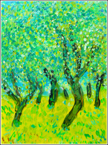 L'oliveraie SOLD Peinture intitulée "L'oliveraie SOLD" par Jean Mirre, Œuvre d'art originale, Huile