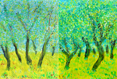 Peinture intitulée "exDIPTYQUE L'OLIVER…" par Jean Mirre, Œuvre d'art originale, Huile