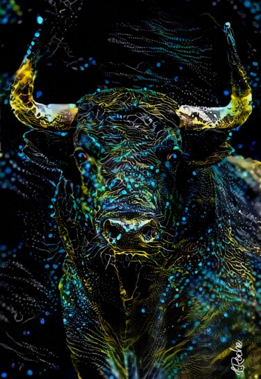 Cosmos Bull - Mix media - 80x55 cm