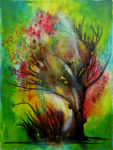 Peinture intitulée "L'invitation - pays…" par Clau Redier-Clément, Œuvre d'art originale, Encre