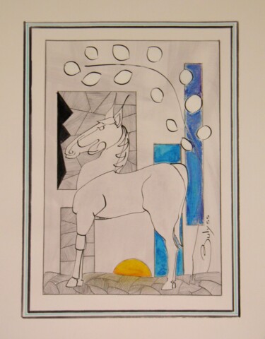 Dessin intitulée "Potin Gaulois" par Marc Bulyss, Œuvre d'art originale, Encre