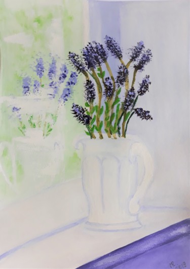 绘画 标题为“Still life with lav…” 由Marie Ruda, 原创艺术品, 水彩