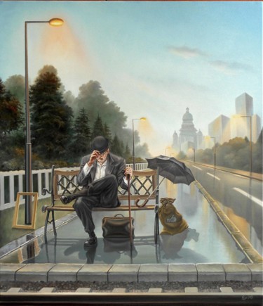 Painting titled "A bag of likes" by Gyuri Lohmuller, Original Artwork, Oil Mounted on Wood Stretcher frame
