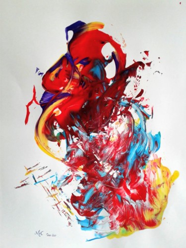 Burning Heart Schilderij getiteld "Burning Heart" door Marianne Huizinga, Origineel Kunstwerk, Gouache