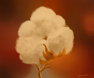 제목이 "Fleur de coton (2)"인 그림 Etienne Guérinaud로, 원작, 파스텔 기타 단단한 패널에 장착됨