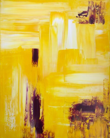Painting titled "Yellow #artistsuppo…" by Ludwika Pilat, Original Artwork, Acrylic Mounted on Wood Stretcher frame