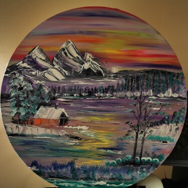 Peinture intitulée "CABIN IN MYSTERIOUS…" par Pascal Jung, Œuvre d'art originale, Huile