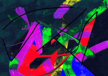 Digitale Kunst getiteld "Graffiti Uit Kleur" door Robert Haccuria, Origineel Kunstwerk, Digitaal Schilderwerk