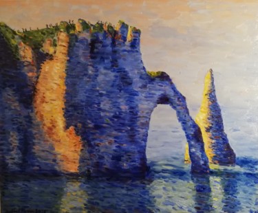 Peinture intitulée "Etretat, vue sur l'…" par Raphaël Karm, Œuvre d'art originale, Huile