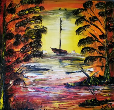 Peinture intitulée "coeur d' amour" par Pascal Jung, Œuvre d'art originale, Huile