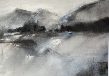 Peinture intitulée "Montagne" par Michele Quence, Œuvre d'art originale, Aquarelle