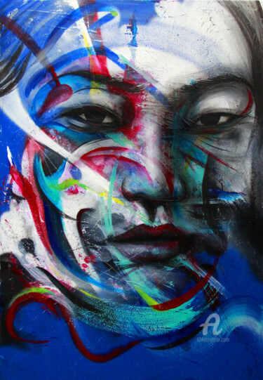 Peinture intitulée "Abstract Blue waves" par Art De Noé, Œuvre d'art originale, Acrylique