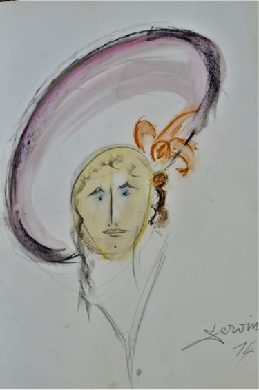 Peinture intitulée "Jeune femme une fle…" par Servin, Œuvre d'art originale, Gouache