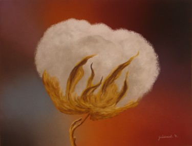 제목이 "Fleur de coton (7)"인 그림 Etienne Guérinaud로, 원작, 파스텔
