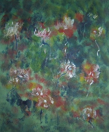 Peinture intitulée ""jardin d'été"" par Arnaud Thévenin, Œuvre d'art originale, Huile