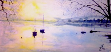 Matin calme Peinture intitulée "Matin calme" par Jean Marc Collombat, Œuvre d'art originale, Aquarelle