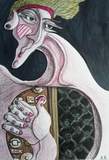 图画 标题为“Will you open the d…” 由Anna Reshetnikova, 原创艺术品, 铅笔