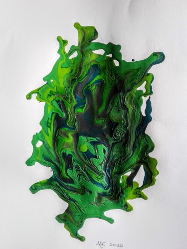 Schilderij getiteld "Mos" door Marianne Huizinga, Origineel Kunstwerk, Gouache