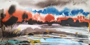 Painting titled "Glory of nature" by Sanjay Punekar, Original Artwork, Watercolor