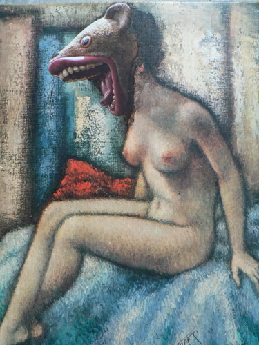 mon ours nounou Painting titled "mon ours nounou" by Toross, Original Artwork, Collages Mounted on Cardboard
