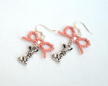 Design titled "Cute bunny and bow…" by Irena Zelickman, Original Artwork, Jewelry