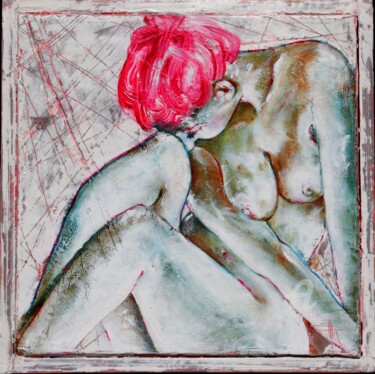 Peinture intitulée "AGATHE CONFINÉE" par Paule-Andree Maraval, Œuvre d'art originale, Huile Monté sur Châssis en bois
