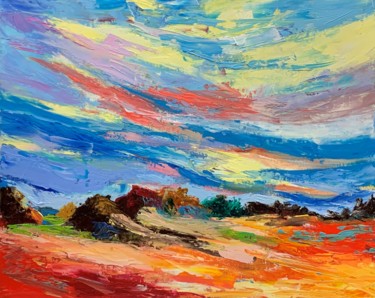 Pintura intitulada "Abstract Landscape…" por Vita Schagen, Obras de arte originais, Óleo