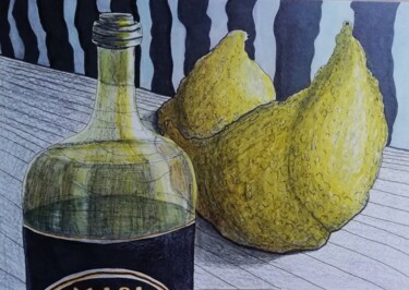 图画 标题为“A bottle of wine an…” 由Anna Reshetnikova, 原创艺术品, 标记